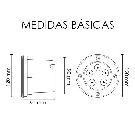 LUMINARIA EMPOTRABLE PARA PISO 3 W LUZ FRÍA O CÁLIDA