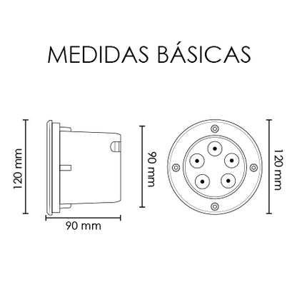LUMINARIA EMPOTRABLE PARA PISO 3 W LUZ FRÍA O CÁLIDA
