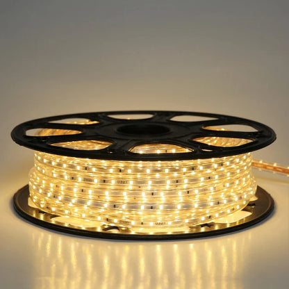 MANGUERA PLANA LED 3528 SMD EXTERIOR | IP65 | 127V - 150W | LUZ SUAVE CÁLIDA | 25 METROS