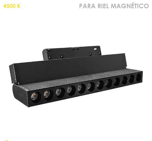 LUMINARIO PARA RIEL MAGNÉTICA DIRIGIBLE –  48 V DC – 12 W MOD: LMAG12D