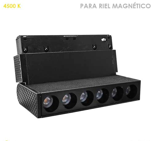 LUMINARIO PARA RIEL MAGNÉTICA DIRIGIBLE –  48 V DC – 6 W MOD: LMAG6D